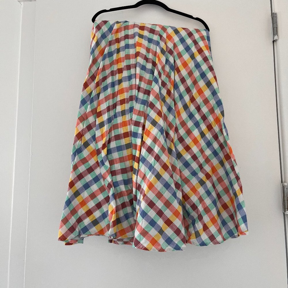Anthropologie Rainbow Gingham Skirt